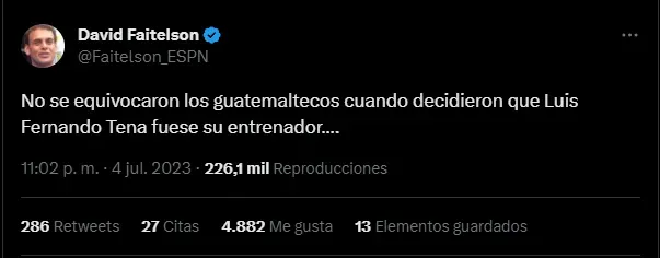 El mensaje que publicó Faitelson en sus redes sociales.