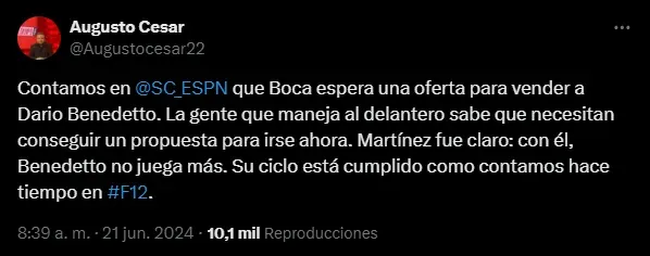 La condición que le puso Boca. (Captura)