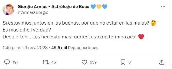 Tuit de Giorgio Armas.