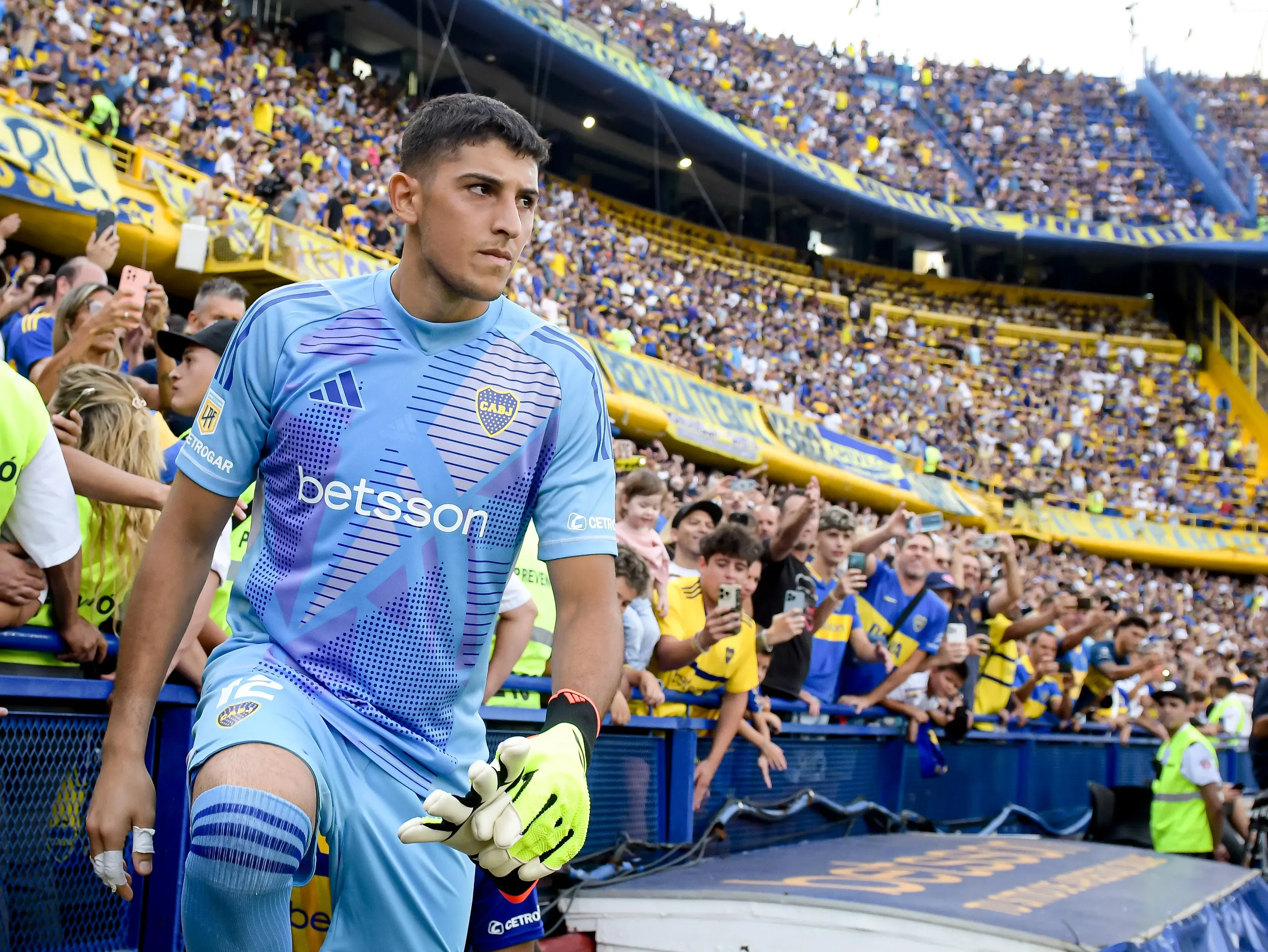 Brey, el arquero de la Reserva de Boca vs. Lanús. (Getty)