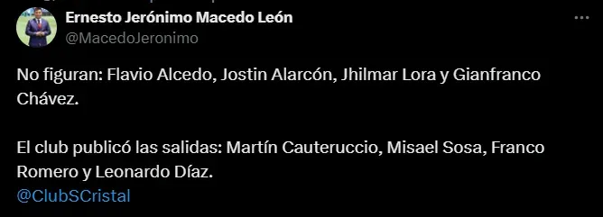 Fuente: @MacedoJeroniomo