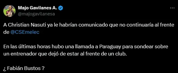 Fabián Bustos en la mira de Emelec (Foto: X).