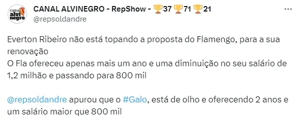 Informação sobre o futuro do meia