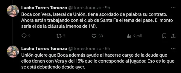 El pedido de Unión a Boca. (Captura)