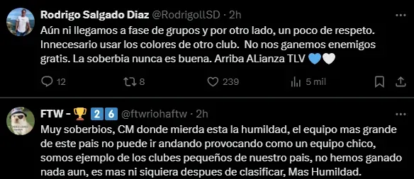 Hinchas molestos en las redes sociales (Foto: X).