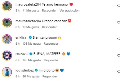 Los comentarios desde Cruz Azul a Mateo Levy (@matee_levy)