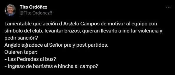 Tito Ordoñez contesta a Jean Ferrari. (Foto: Twitter).
