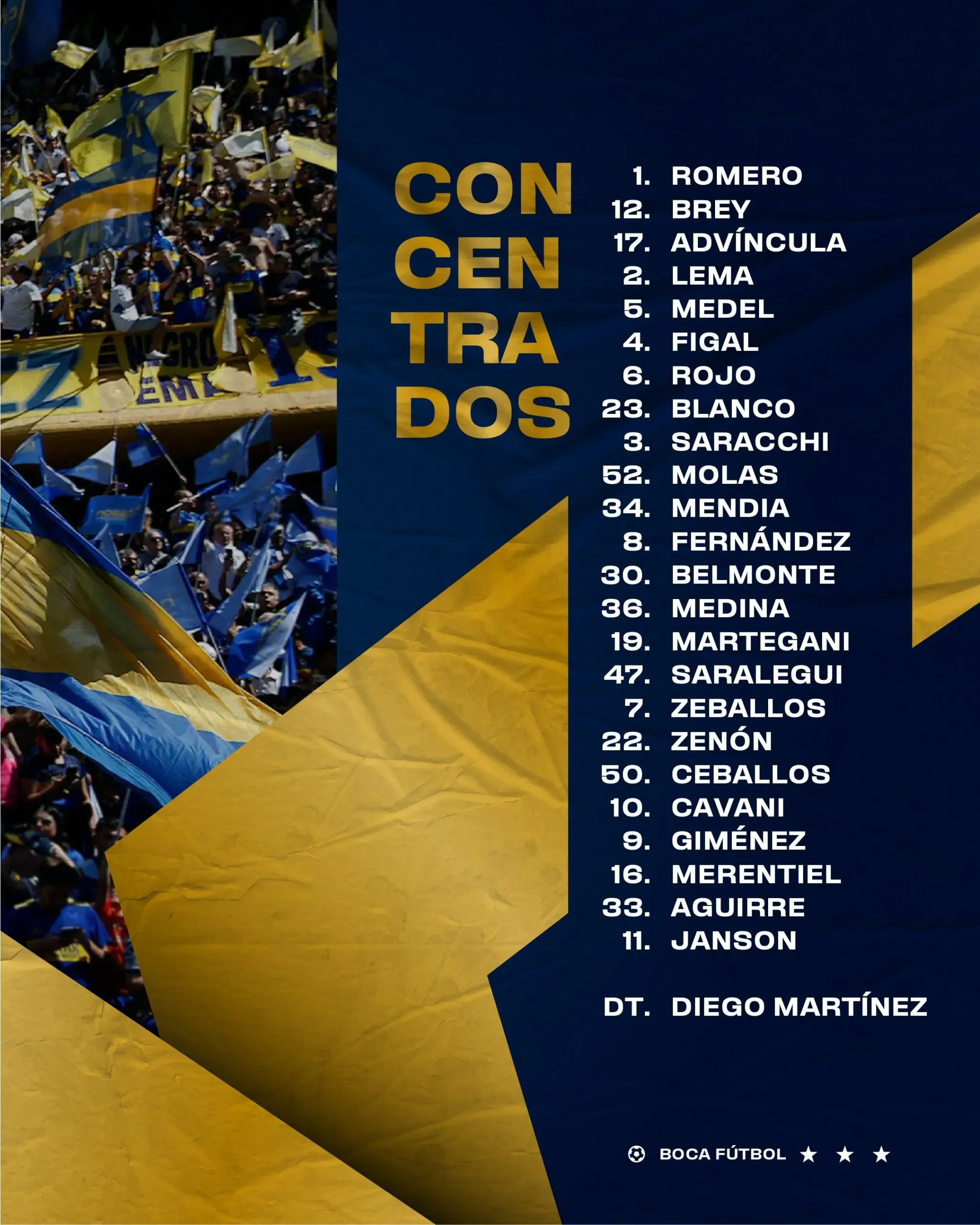 Los convocados de Boca para enfrentar a Cruzeiro.