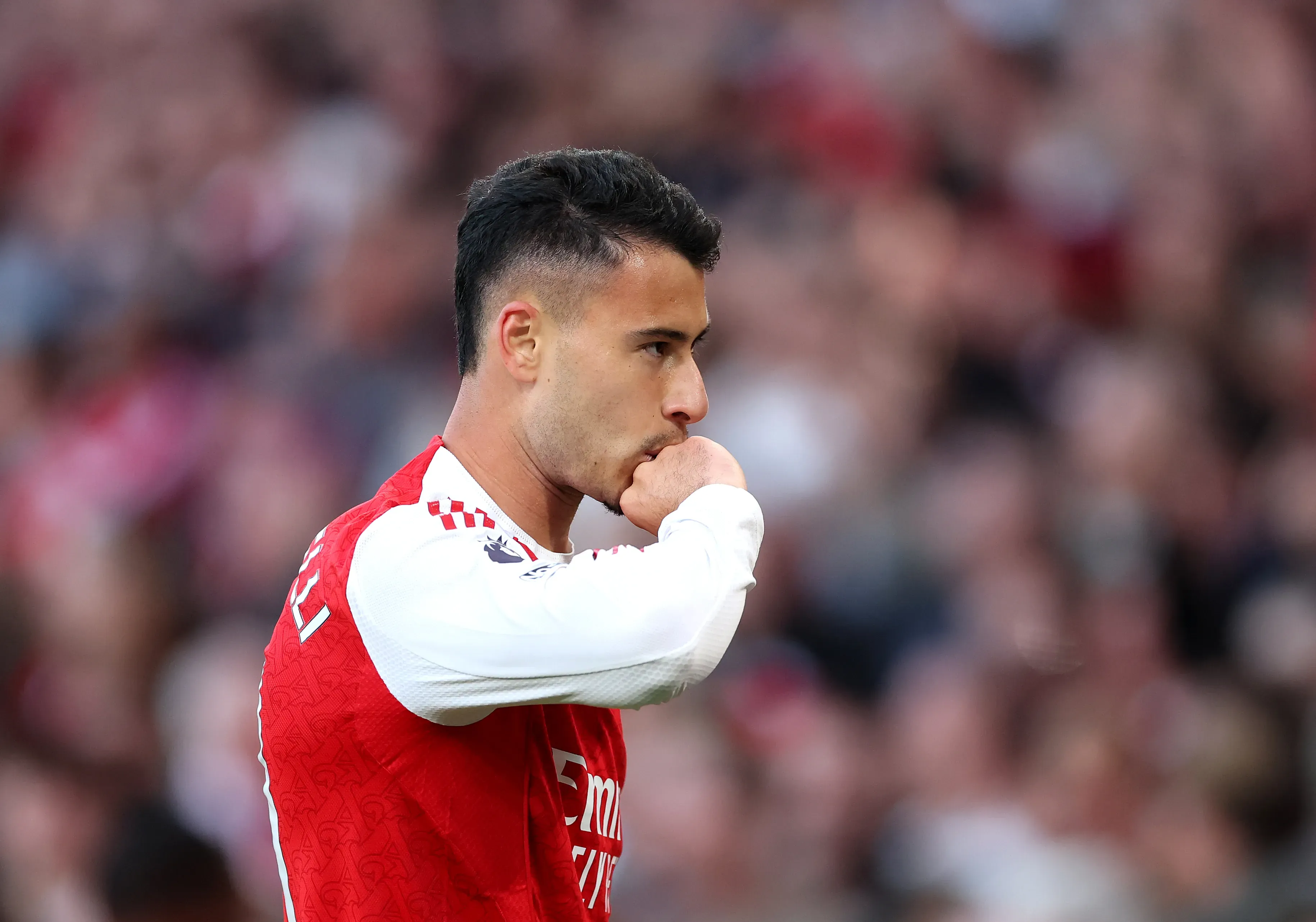 Martinelli comemorando gol pelo Arsenal. (Photo by Alex Pantling/Getty Images)