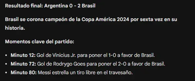 Detalles finales de la hipotética final de la Copa América 2024 según la IA