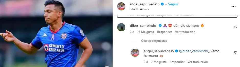 Publicación de Ángel Sepúlveda en Instagram