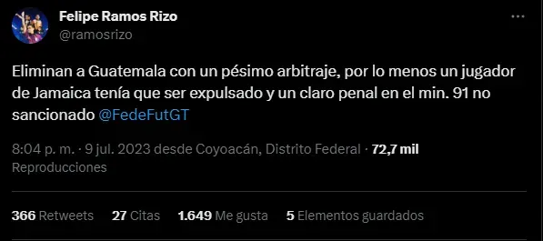 La publicación de Felipe RAMOS Rizo sobre el arbitraje de Guatemala vs Jamaica.