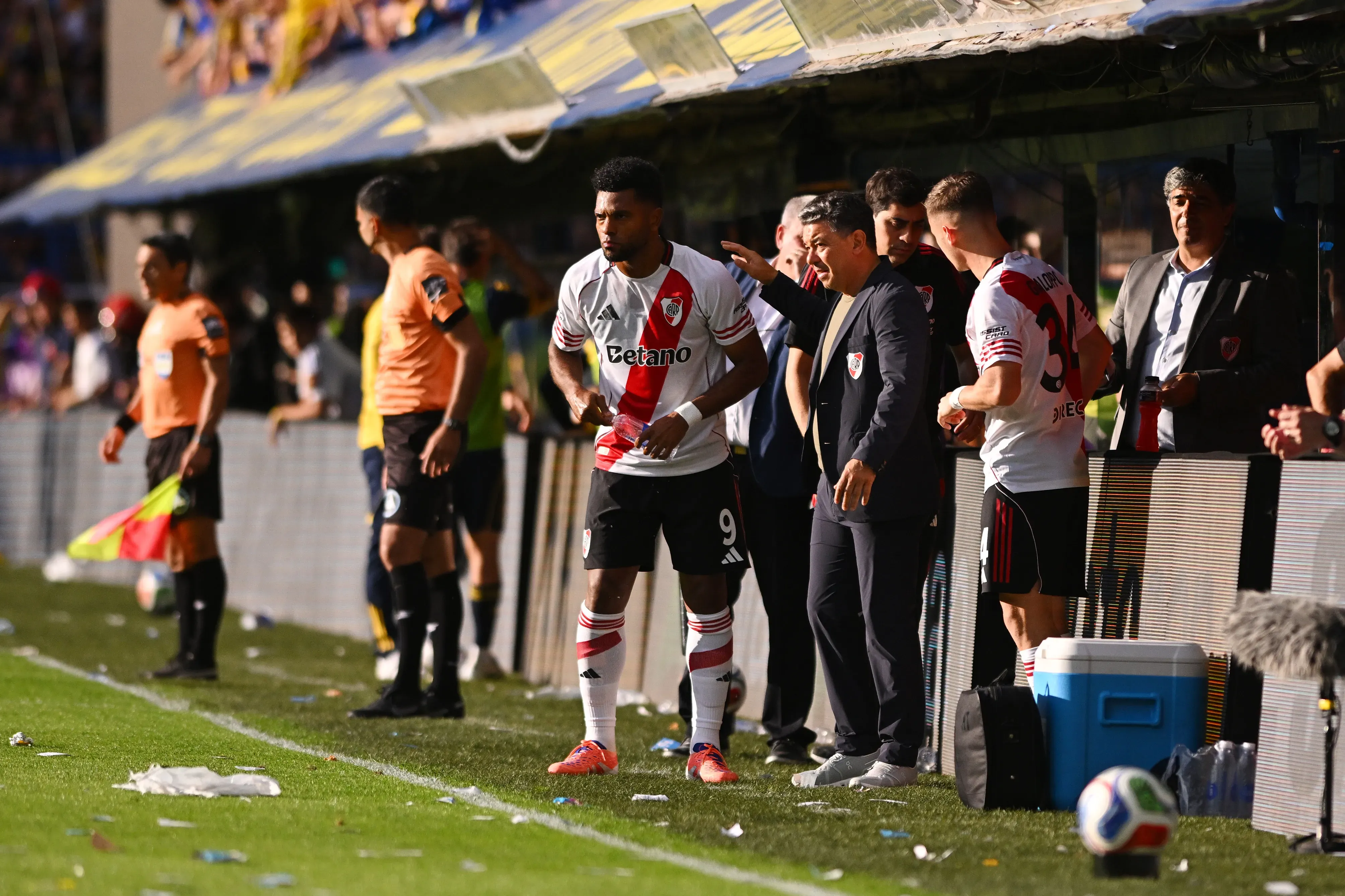 Miguel Borja ingresó en el segundo tiempo ante Boca el pasado fin de semana. (Foto: Getty).