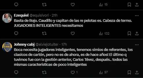 Los comentarios de los hinchas de Boca sobre el gesto de Rojo.