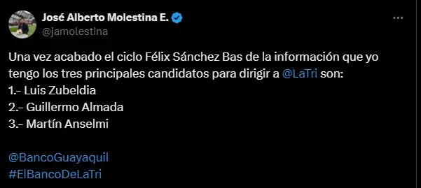 Desde Ecuador confirman el interés de la Tri por Anselmi. (Twitter)