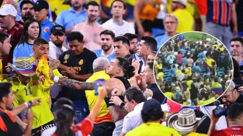 Jugadores de Uruguay vs. Hinchas de Colombia.