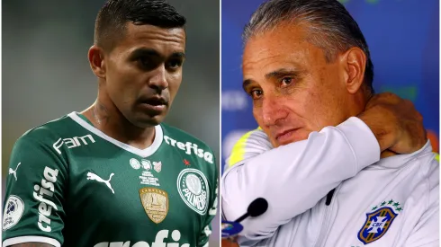 Fotos: (Alexandre Schneider/Getty Images/Thiago Calil/AGIF) – Dudu, do Palmeiras, teve poucas oportunidades na Seleção Brasileira com Tite 
