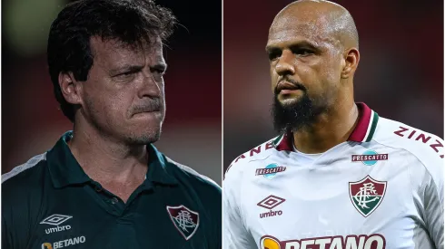 Fotos: (Heber Gomes/AGIF/Pedro H. Tesch/AGIF) – Fernando Diniz foi criticado por parte da torcida do Fluminense após escalar Felipe Melo como zagueiro nesta quarta (5)
