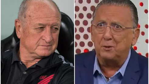 Fotos: (Robson Mafra/AGIF/Reprodução/SporTV) - Felipão, técnico do Athletico, decidiu não participar de um documentário sobre a vida de Galvão Bueno