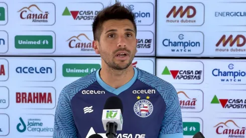 Foto: (Twitter Oficial Bahia/Divulgação) - Lucas Mugni concedeu entrevista coletiva no Bahia nesta quarta (19)