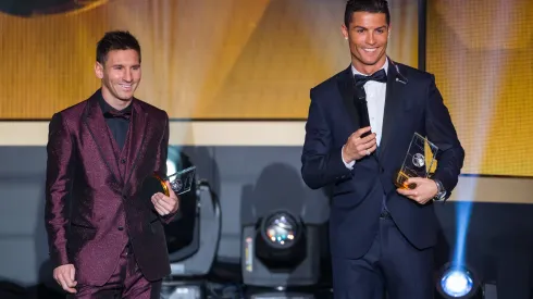 Philipp Schmidli/ Getty Images- Cristiano Ronaldo e Lionel Messi no FIFA Ballon d'Or Gala 2014