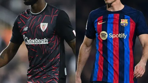 David Ramos/Getty Images- Inãki Williams (Athletic Bilbao) e Robert Lewandowski (Barcelona)