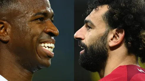 Michael Regan/Michael Steele/ Getty Images- Vinícius Junior (Real Madrid) e Mohamed Salah (Liverpool)
