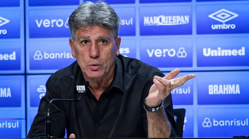 RS - PORTO ALEGRE - 27/04/2023 - COPA DO BRASIL 2023, GREMIO X ABC - Renato Portaluppi tecnico do Gremio durante coletiva apos a partida contra o ABC no estadio Arena do Gremio pelo campeonato Copa do Brasil 2023. Foto: Maxi Franzoi/AGIF