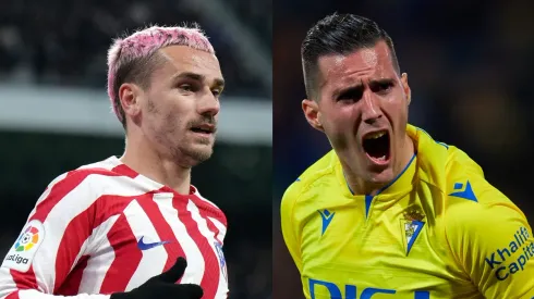 Ángel Martinez/Fran Santiago/Getty Images- Antoine Griezmann (Atlético de Madrid) e Sergi Gaurdiola (Cádiz)
