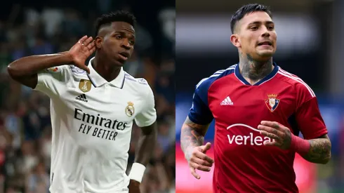 Florencia Tan Jun/Juan Manuel Serrano Arce/ Getty Images- Vini Jr. (Real Madrid) e Chimy Ávila (Osasuna).