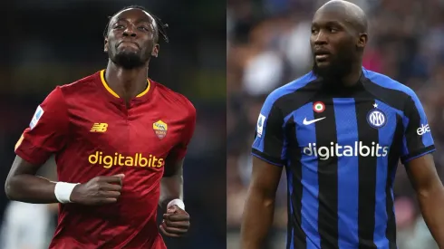 Paolo Bruno/ Marco Luzzani/Getty Images- Tammy Abraham (Roma) e Romelu Lukaku (Inter).