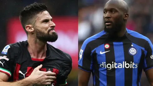 Marco Luzzani/Getty Images- Giroud (Milan) e Lukaku (Inter).
