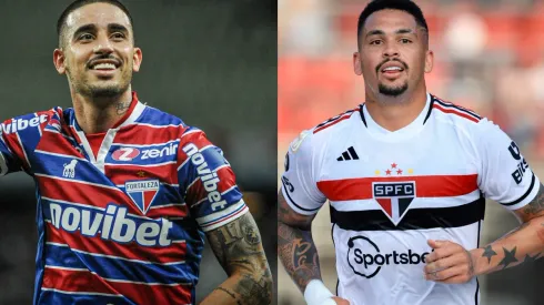 Kely Pereira/Marcello Zambrana/AGIF- Thiago Galhardo (Fortaleza) e Luciano (São Paulo).
