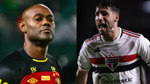 Gabriel Machado/Ettore Chiereguini/AGIF- Vagner Love (Sport) e Jonathan Calleri (São Paulo).