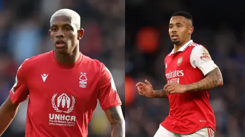 Michael Regan/Catherine Ivill/ Getty Images- Danilo (Nottingham Forest) e Gabriel Jesus (Arsenal).
