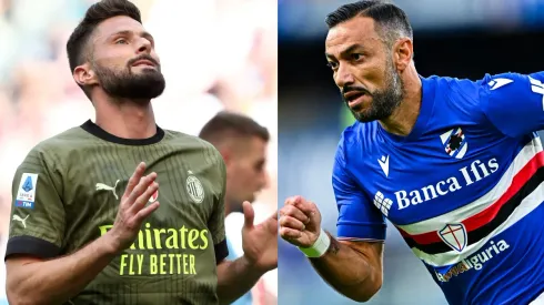 Marco Luzzani/ Simone Arveda/ Getty Images- Giroud (Milan) e Quagliarella (Sampdoria).