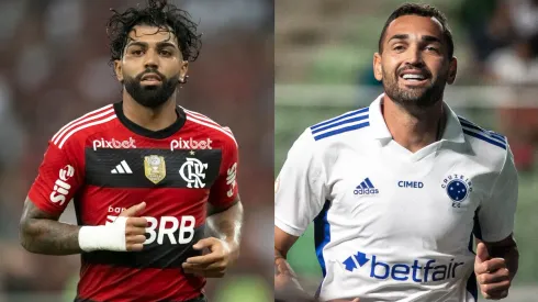 Jorge Rodrigues/Fernando Moreno/AGIF- Gabigol (Flamengo) e Gilberto (Cruzeiro).
