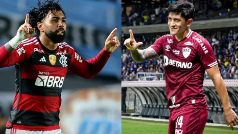 Fotobairesarg/Fernando Moreno/AGIF- Gabigol (Flamengo) e Germán Cano (Fluminense).
