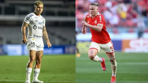 Reprodução/ AGIF- Soteldo (Santos) e Alemão (Inter).