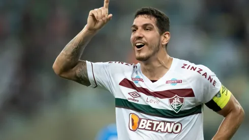 RJ – RIO DE JANEIRO – 12/04/2023 – COPA DO BRASIL 2023, FLUMINENSE X PAYSANDU – Nino jogador do Fluminense comemora seu gol durante partida contra o Paysandu no estadio Maracana pelo campeonato Copa do Brasil 2023. Foto: Jorge Rodrigues/AGIF
