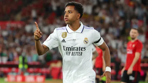 Fran Santiago/Getty Images- Rodrygo, atacante do Real Madrid
