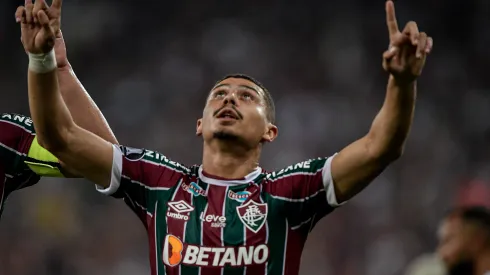 RJ – RIO DE JANEIRO – 24/08/2023 – LIBERTADORES 2023, FLUMINENSE X OLIMPIA – Andre jogador do Fluminense comemora seu gol durante partida contra o Olimpia no estadio Maracana pelo campeonato Libertadores 2023. Foto: Thiago Ribeiro/AGIF
