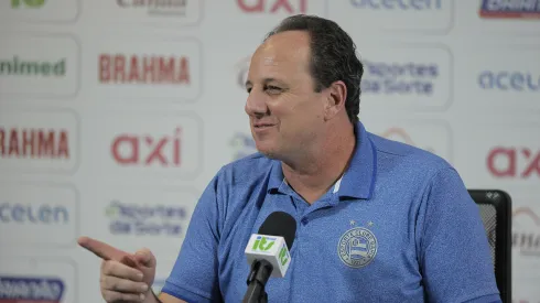  Técnico Rogerio Ceni e apresentado pelo Esporte Clube Bahia nesta segunda-feira (11) na Arena Fonte Nova, em Salvador (BA) . Foto: Jhony Pinho/AGIF. Foto: Jhony Pinho/AGIF
