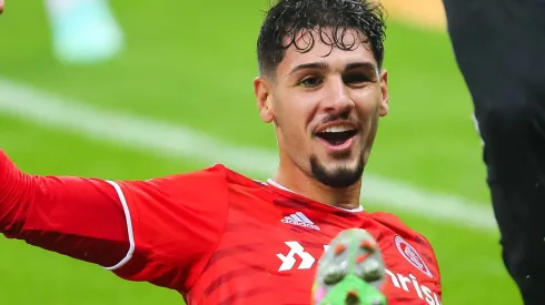 Johnny comemora seu gol durante partida contra o Vitoria no estádio Beira-Rio pelo campeonato Copa do Brasil 2021. Foto: Pedro H. Tesch/AGIF
