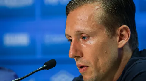 Lucas Leiva durante coletiva de imprensa. Foto: Maxi Franzoi/AGIF
