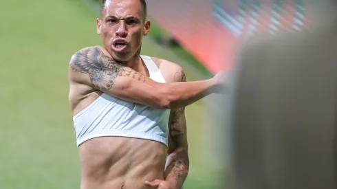 Breno Lopes jogador do Palmeiras comemora seu gol durante partida contra o Bahia no estadio Arena Allianz Parque pelo campeonato Brasileiro A 2021. Foto: Marcello Zambrana/AGIF