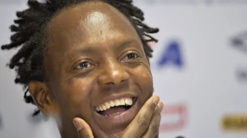 Andrezinho durante sua apresentacao apos o treino do Vasco em Sao Januario. Jogador apontou que o Inter pode ganhar o Brasileirão. Foto: Pedro Martins/AGIF