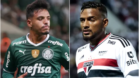Fotos: (Marcello Zambrana/AGIF/Marcello Zambrana/AGIF) - Gabriel Menino, do Palmeiras, e Reinaldo, do São Paulo, protagonizaram uma cena pra lá de curiosa no último Choque-Rei válido pelo Brasileirão