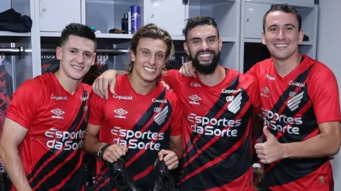 Pablo, Cannobio, Léo Godoy e Mastriani, jogadores do Athletico-PR que marcaram no jogo de estreia no Brasileirão 2024. José Tramontin/athletico.com.br 
