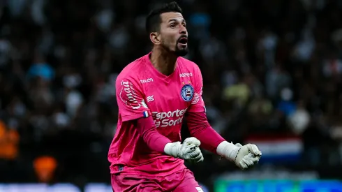 Marcos Felipe goleiro do Bahia durante partida contra o Corinthians no estadio Arena Corinthians pelo campeonato Brasileiro A 2023. Fabio Giannelli/AGIF
